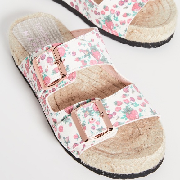 MANEBI x LOVESHACKFANCY Strawberry Floral Print Leather Espadrille Sandals - Picture 4 of 17